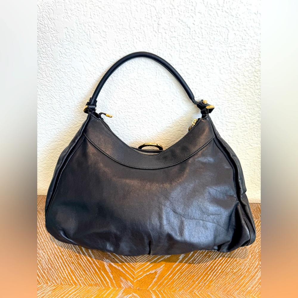 Gucci Abbey D-Ring Leather Hobo Shoulder Bag Black - Authentic # 189833 - Picture 3 of 17